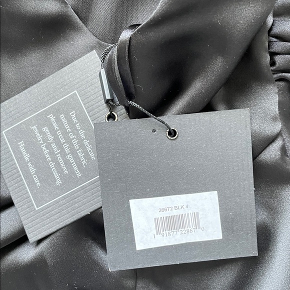 Mac Duggal‎ 26672 Cocktail Party Dress Black Satin Minidress Jewel Fringe Sz 4 - Picture 7 of 11